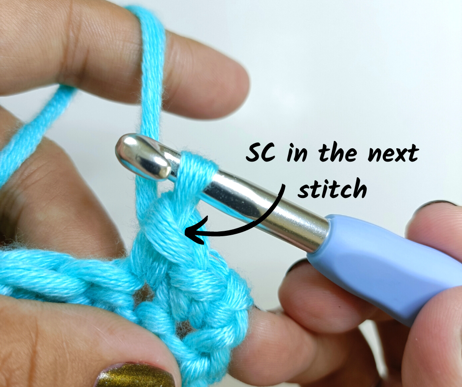 Bobble stitch - making another sc in the next stitch