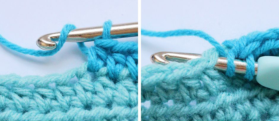 Half Double Crochet - inserting crochet hook into the next stitch