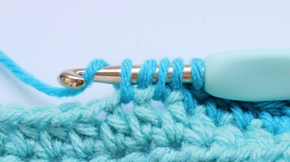 Half Double Crochet - YO and pull through all 5 loops on your hook