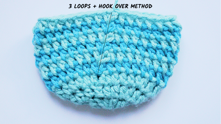Half Double Crochet - 3 loops +  hook over method