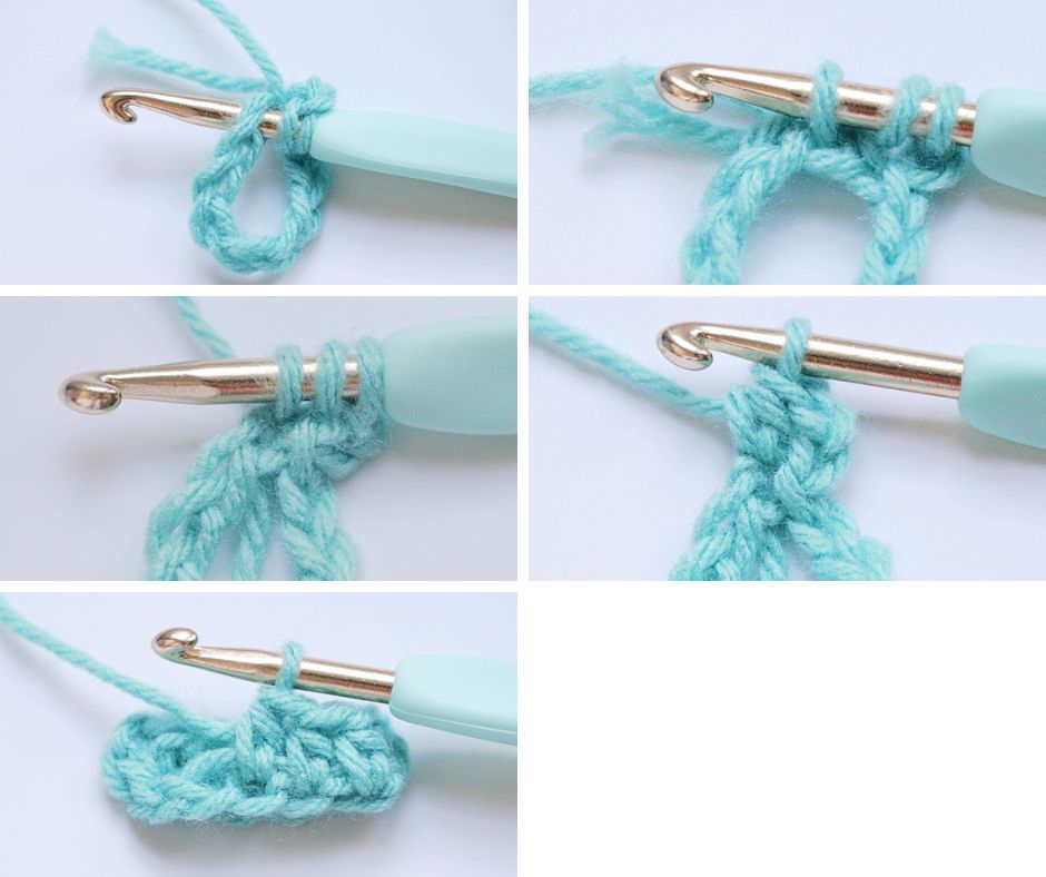Half Double Crochet - repeating hdc for each stitch in the chain around