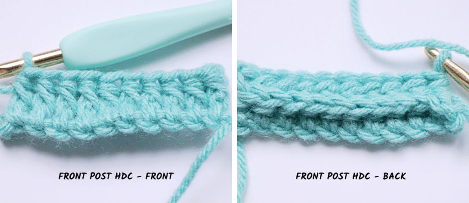 Half Double Crochet - completed rows of FPhdc