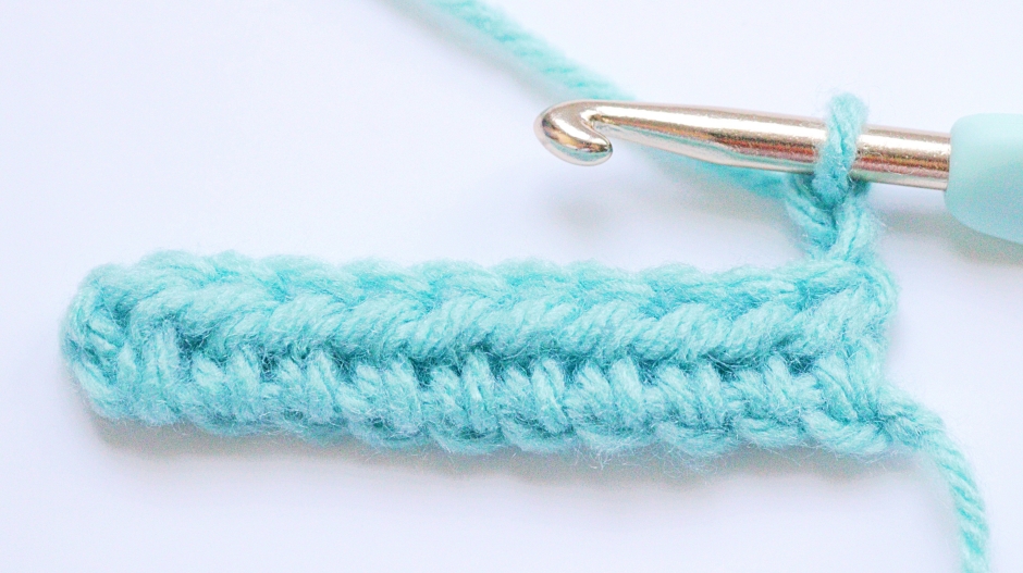 Half Double Crochet - crochet hook is still in the loop of the second chain