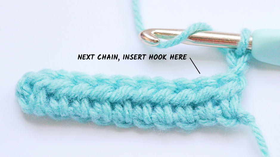 Half Double Crochet - starting hdc in the second stitch