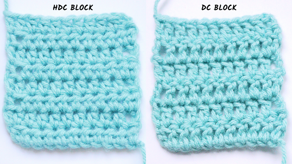 Which Uses More Yarn: Half Double Crochet Stitch or Double Crochet Stitch? - HDC vs DC Block