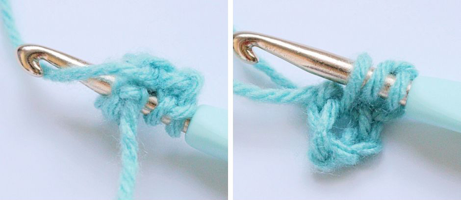 Half Double Crochet  - yarn over and pull through a loop from the center of the ring