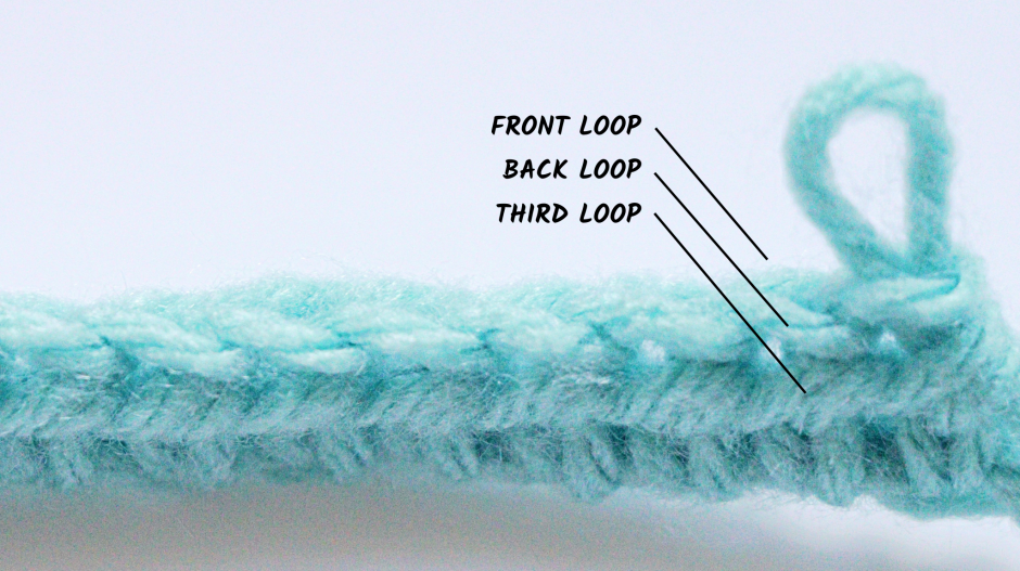 half double crochet in the third loop