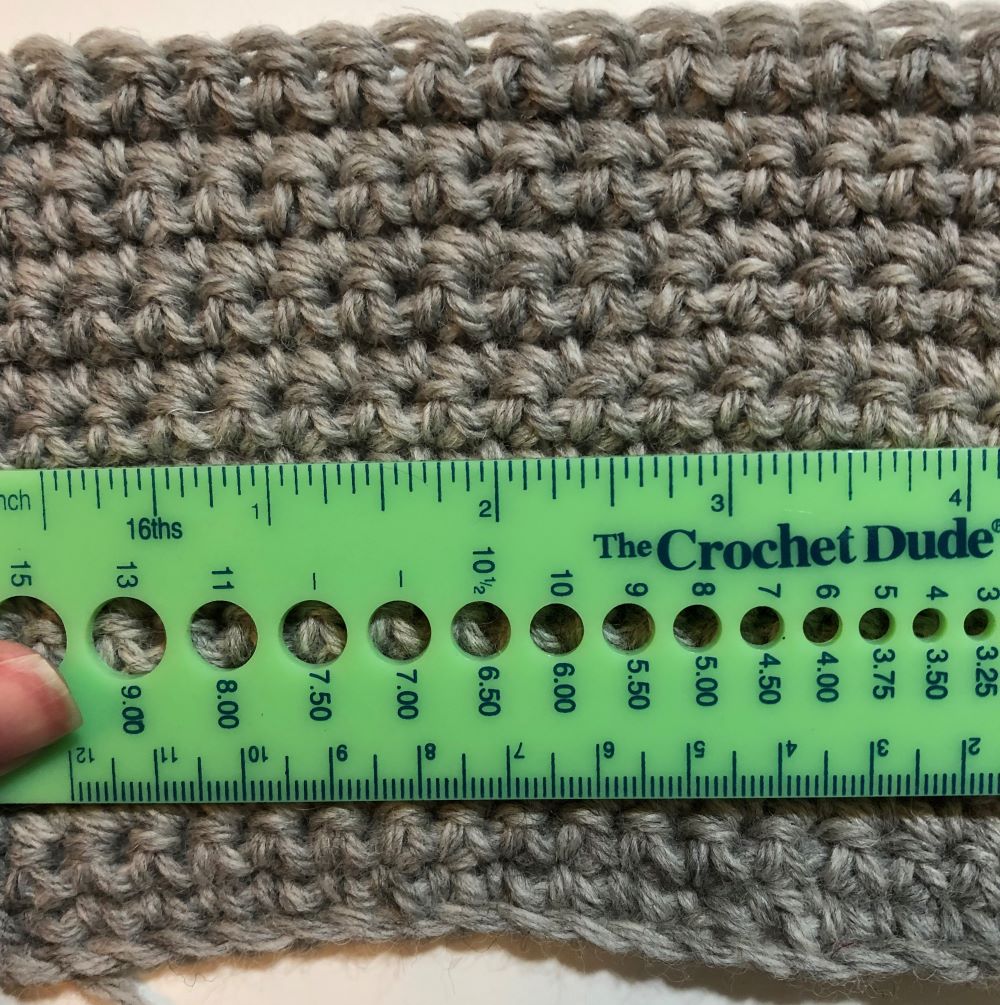 measuring a crochet swatch