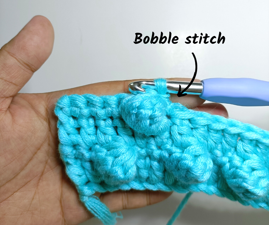 Bobble Stitch Pop - doing a bobble stitch on the fifth stitch