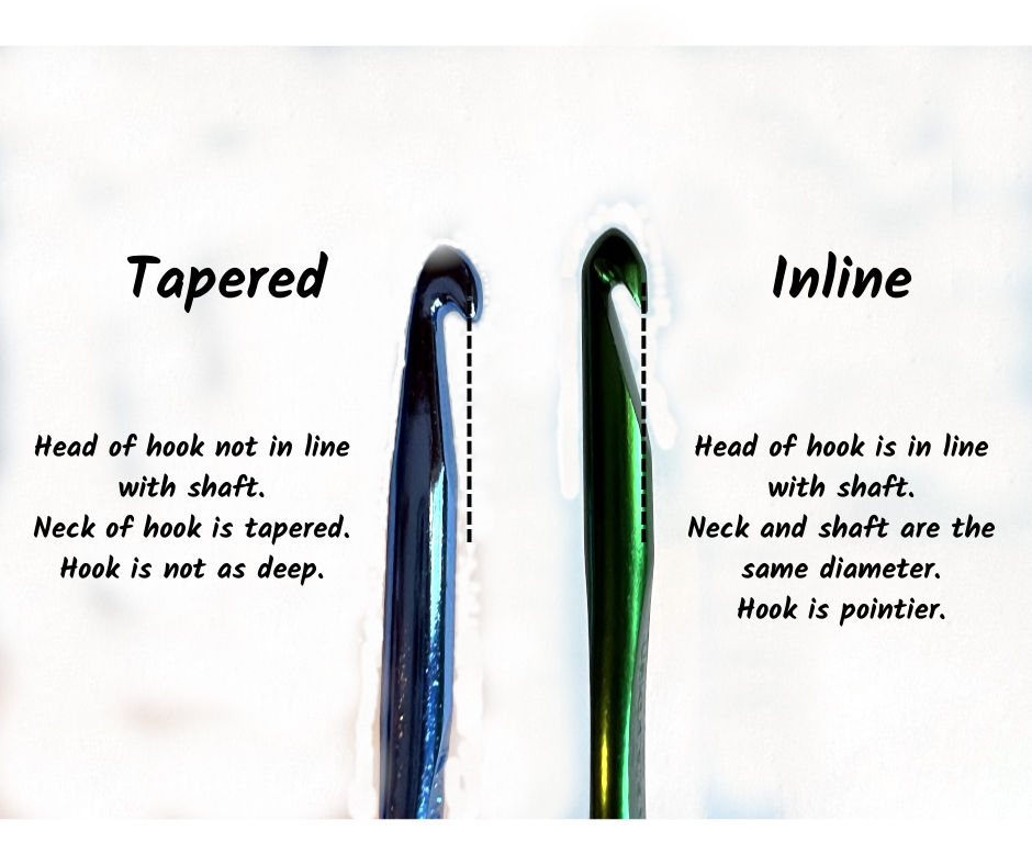Difference between inline and tapered crochet hooks