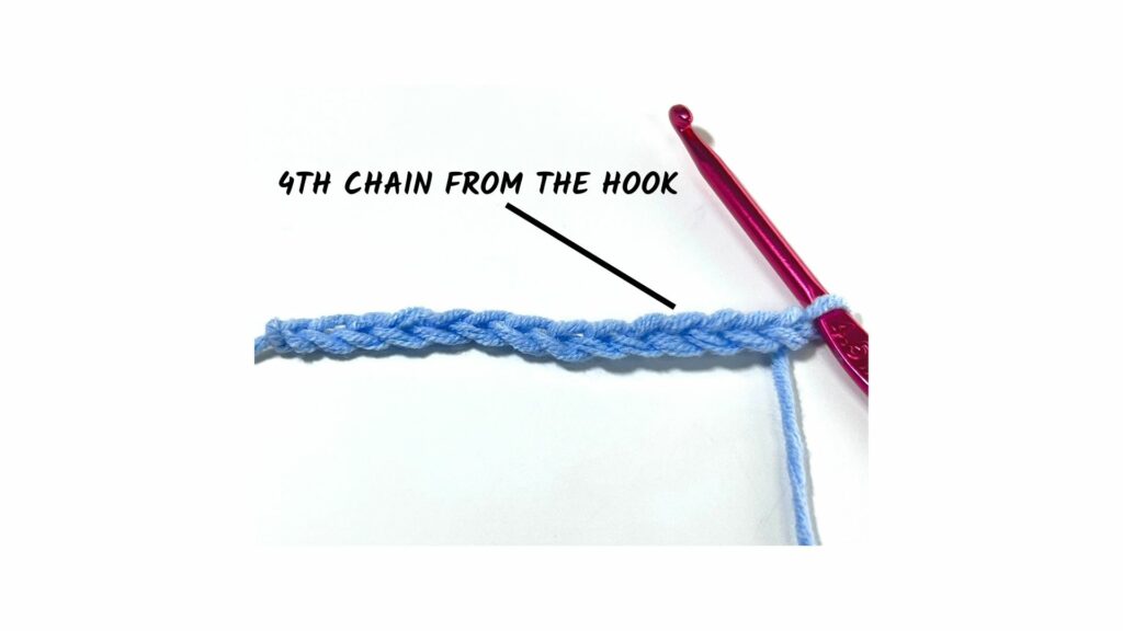 for double crochet work yarn in 4th chain from hook