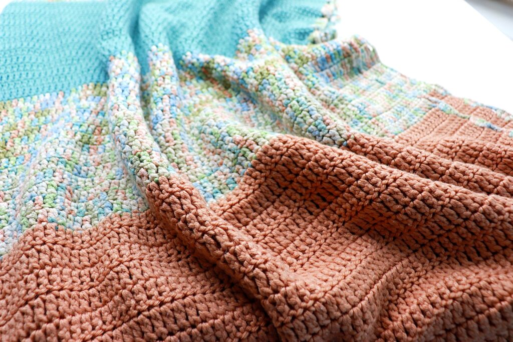 color block double crochet blanket