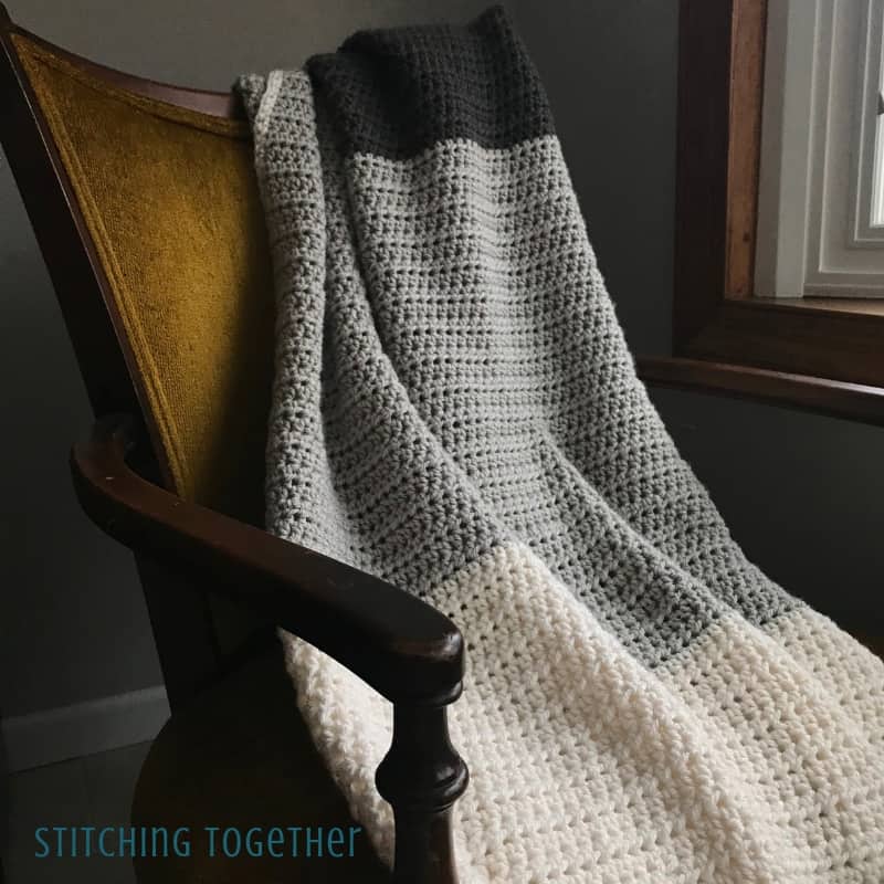 Half Double Crochet Blanket on an arm chair
