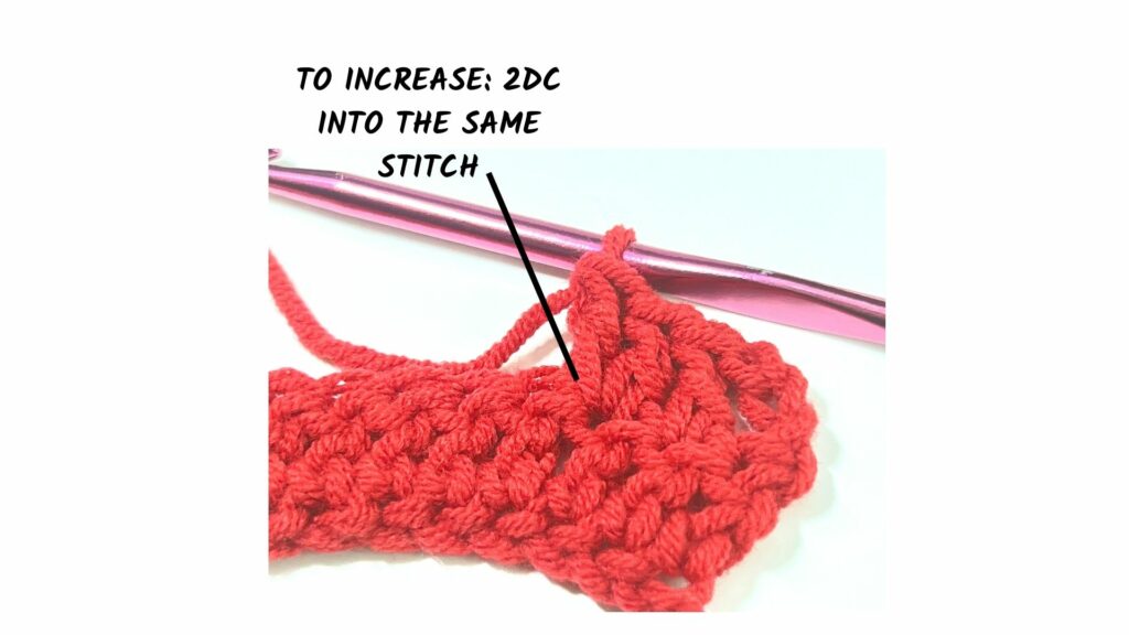 How to do a Double Crochet Increase - to increase, 2 dc into the same stitch