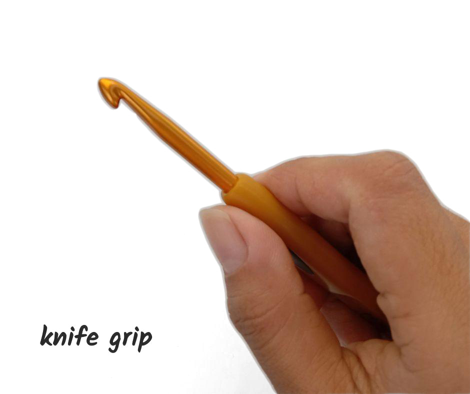 How to Hold the Hook and Yarn - crochet hook knife grip or hold