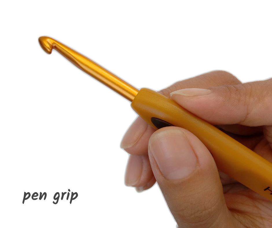 How to Hold the Hook and Yarn - crochet hook pen grip or hold