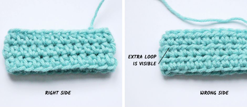 Half Double Crochet - right and wrong side hdc
