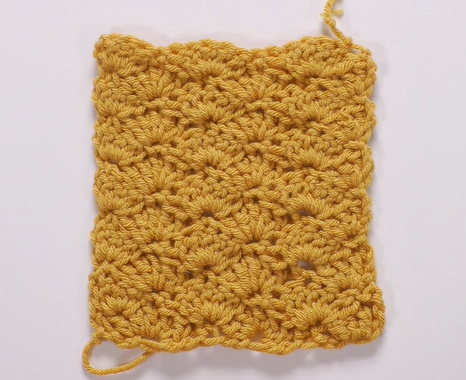 swatch with shell stitch crochet