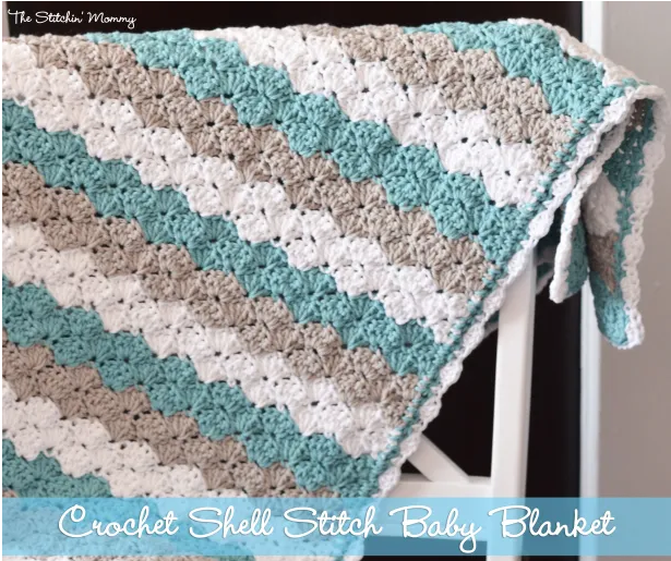 striped Shell Stitch Baby Blanket