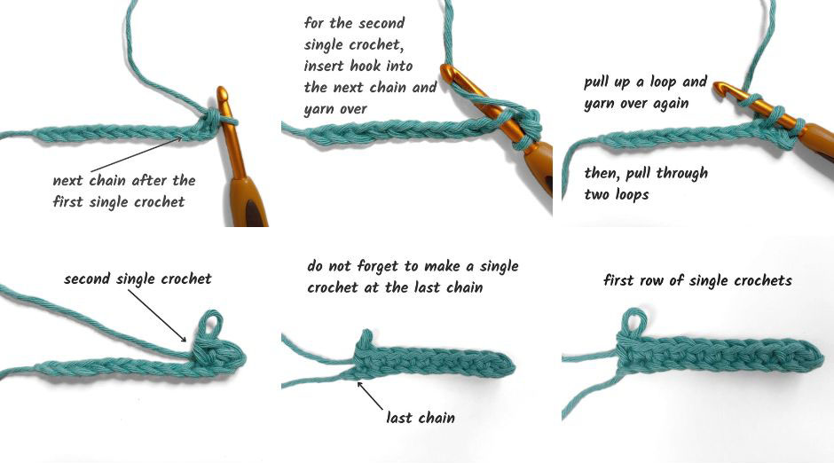 steps on how to single crochet a row