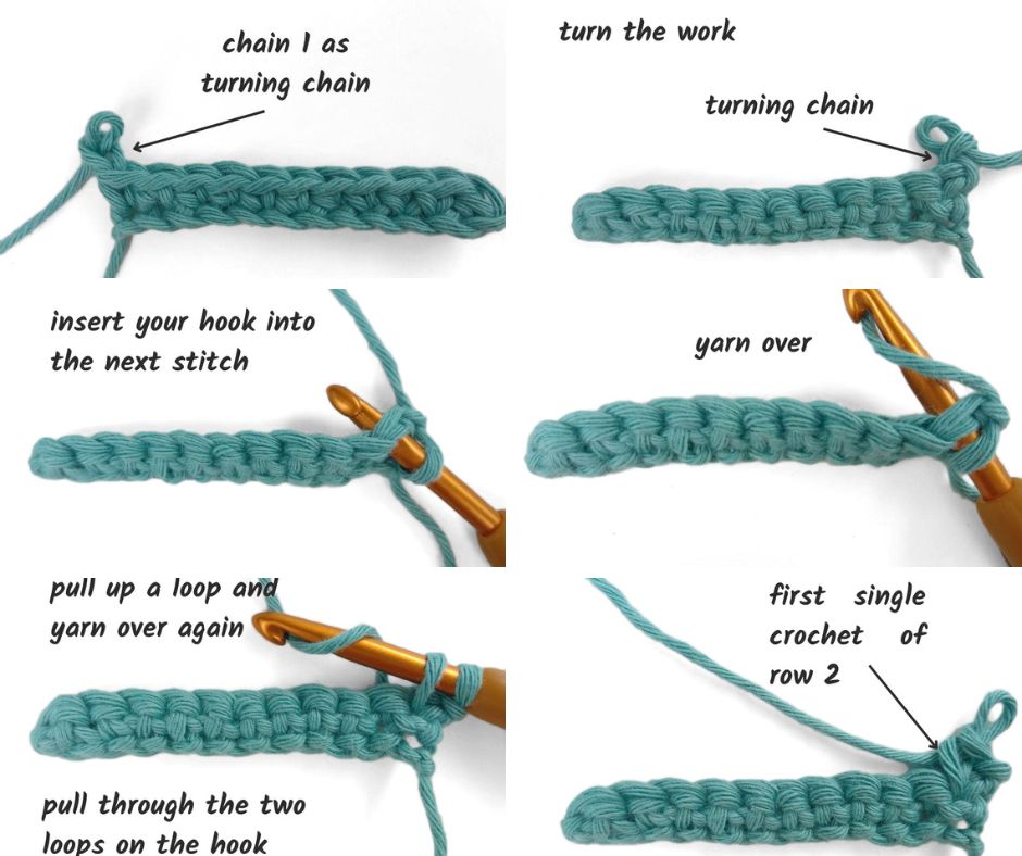 steps to single crochet a next row