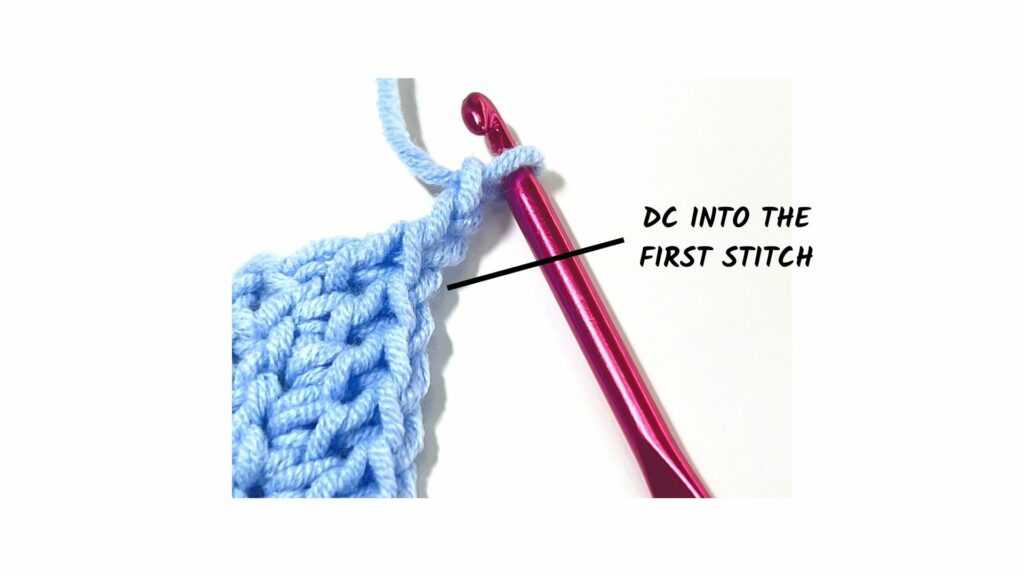 double crochet step-by-step - double crochet into the 1st stitch