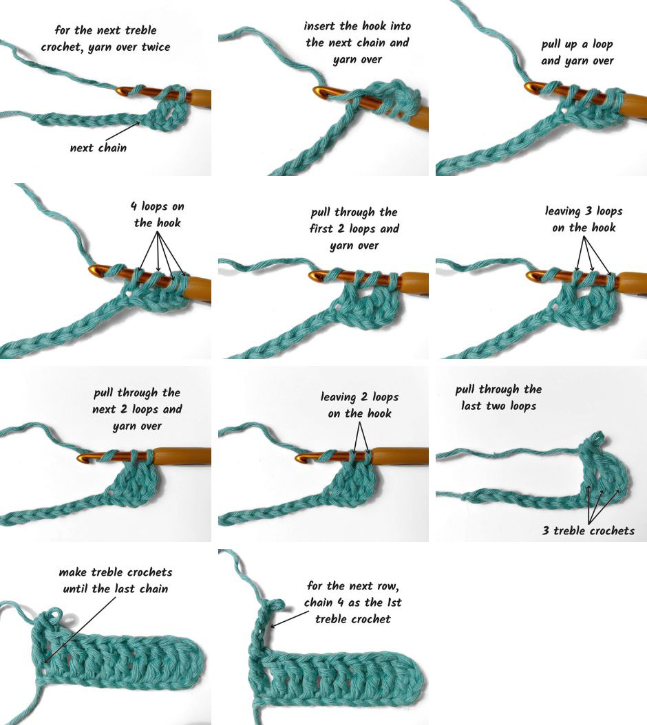 steps to treble crochet a row