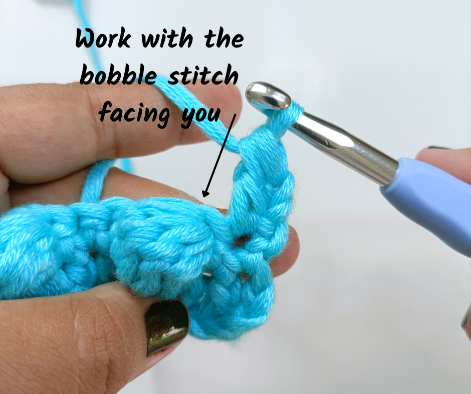 Bobble Stitch Pop - working with the bobble stitches facing toward you