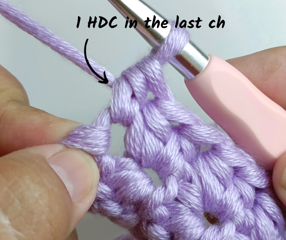 crochet star stitch - 1hdc in last ch