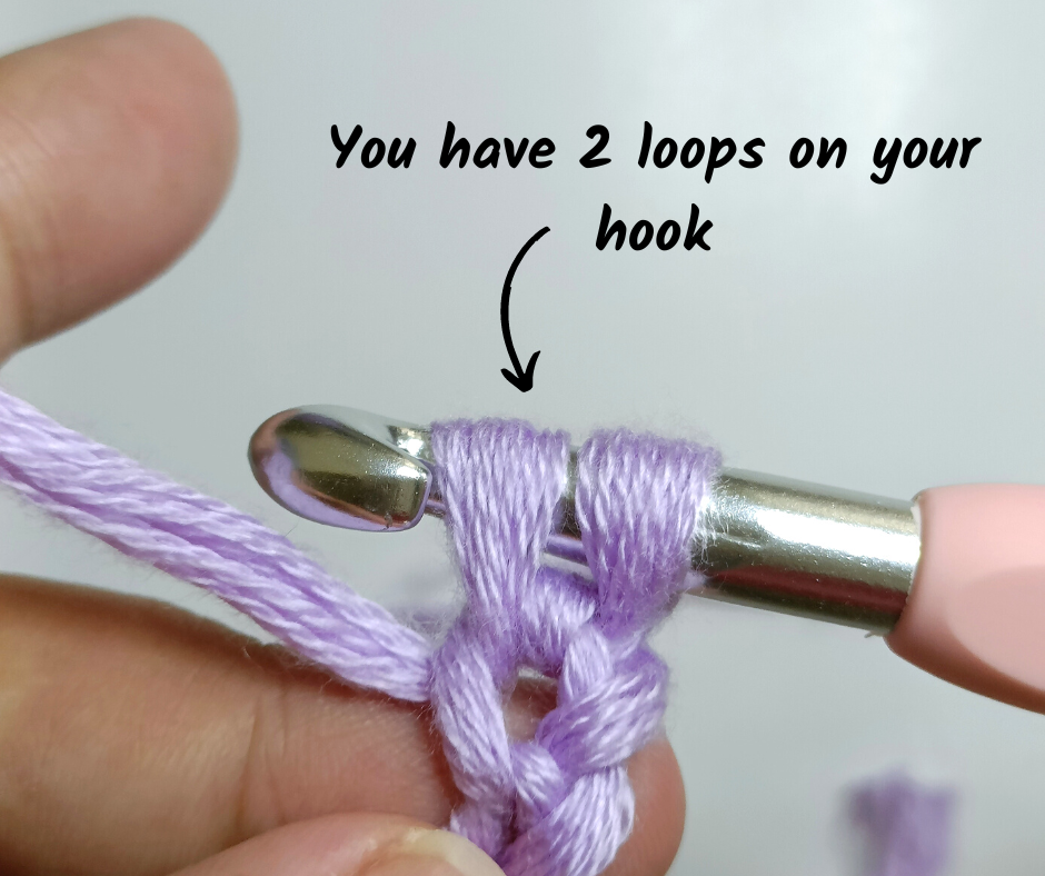crochet star stitch - 2 loops
