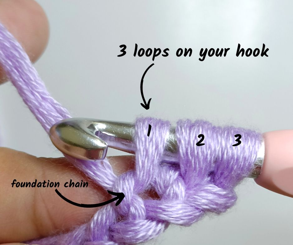 crochet star stitch - 3 loops