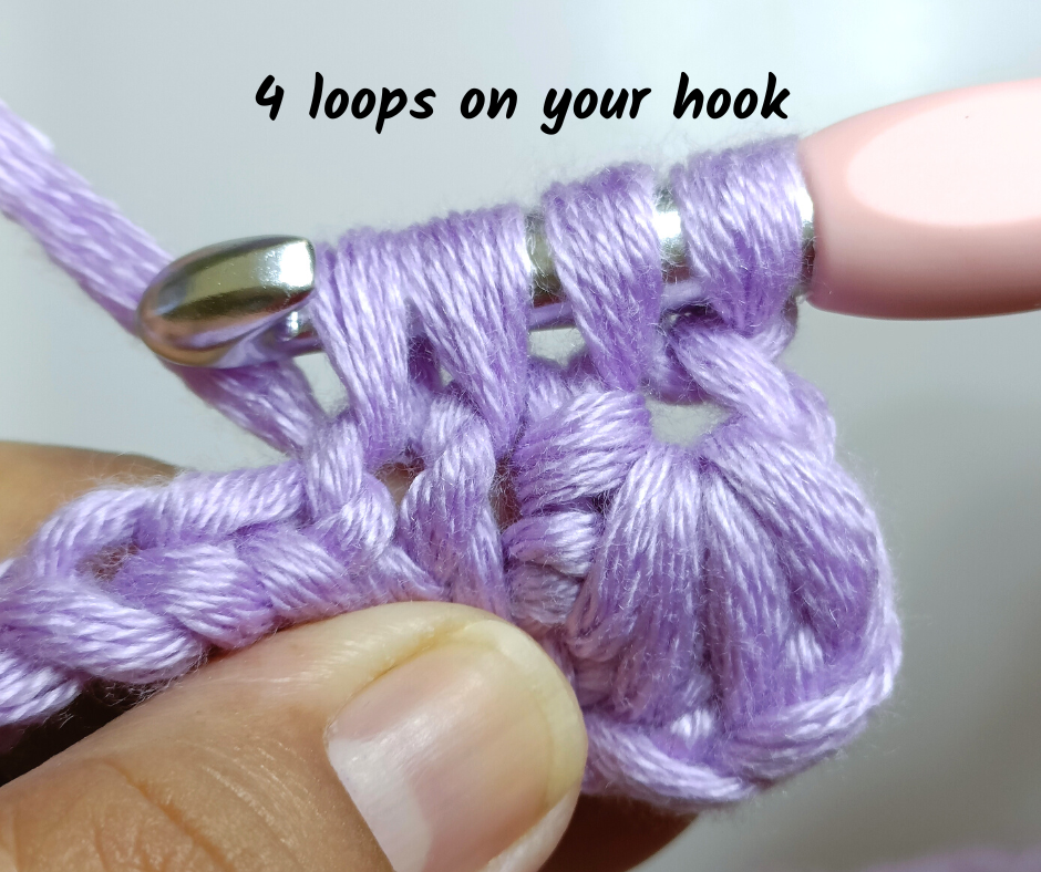 crochet star stitch - 4 loops