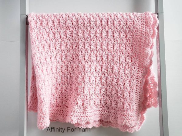 Crochet Shell Stitch Pink Baby Blanket