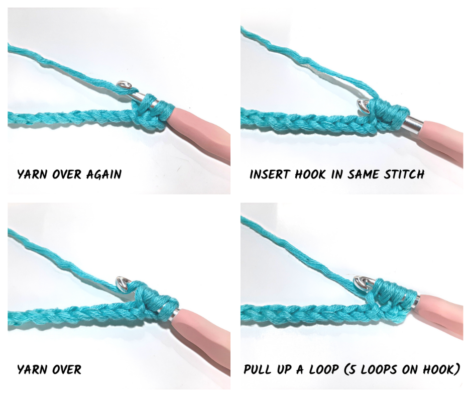 puff stitch - 5 loops on crochet hook