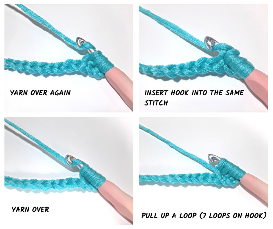 puff stitch - 7 loops on crochet hook