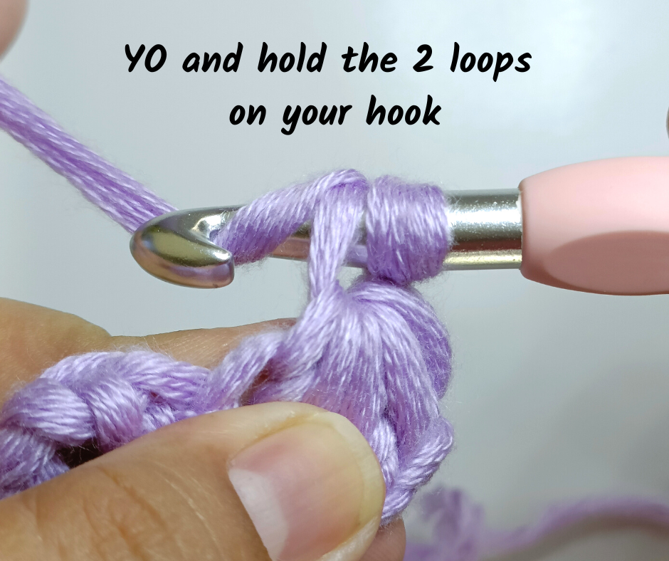 crochet star stitch - YO and hold 2