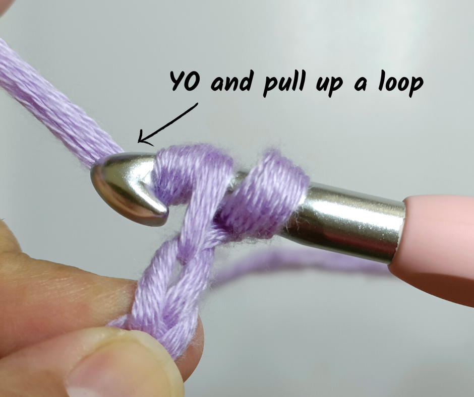 crochet star stitch - YO and pull