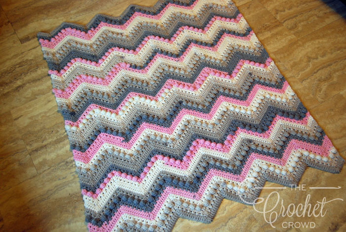 Crochet Hugs and Kisses Baby Blanket in chevron rows