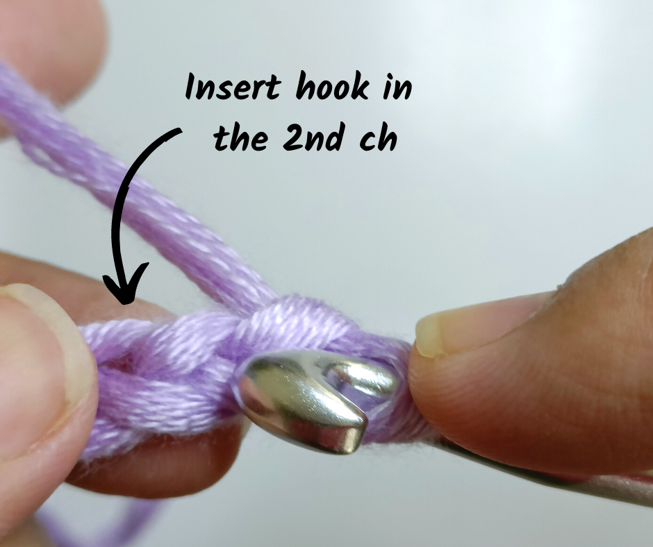 crochet star stitch - insert 2nd ch