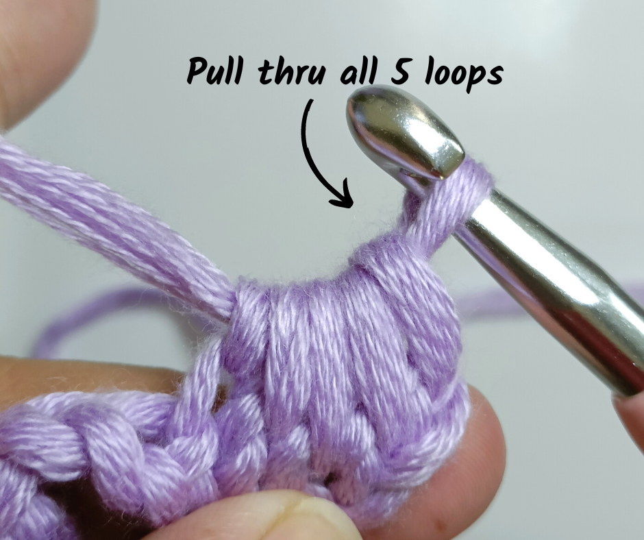 crochet star stitch - pull thru