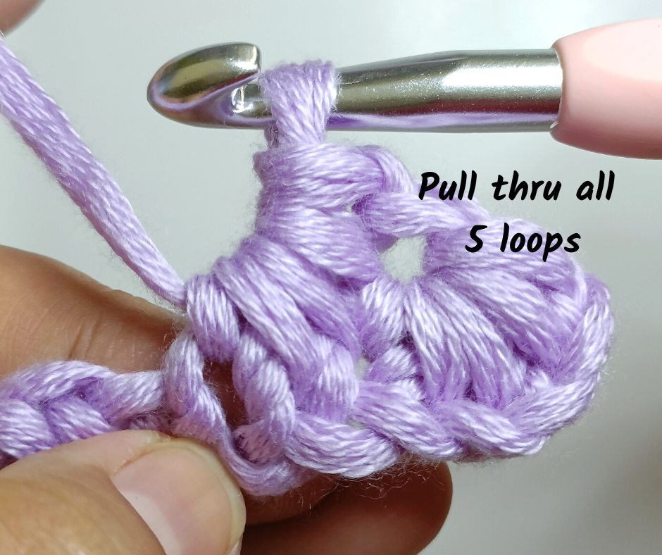 crochet star stitch - pull thru 5