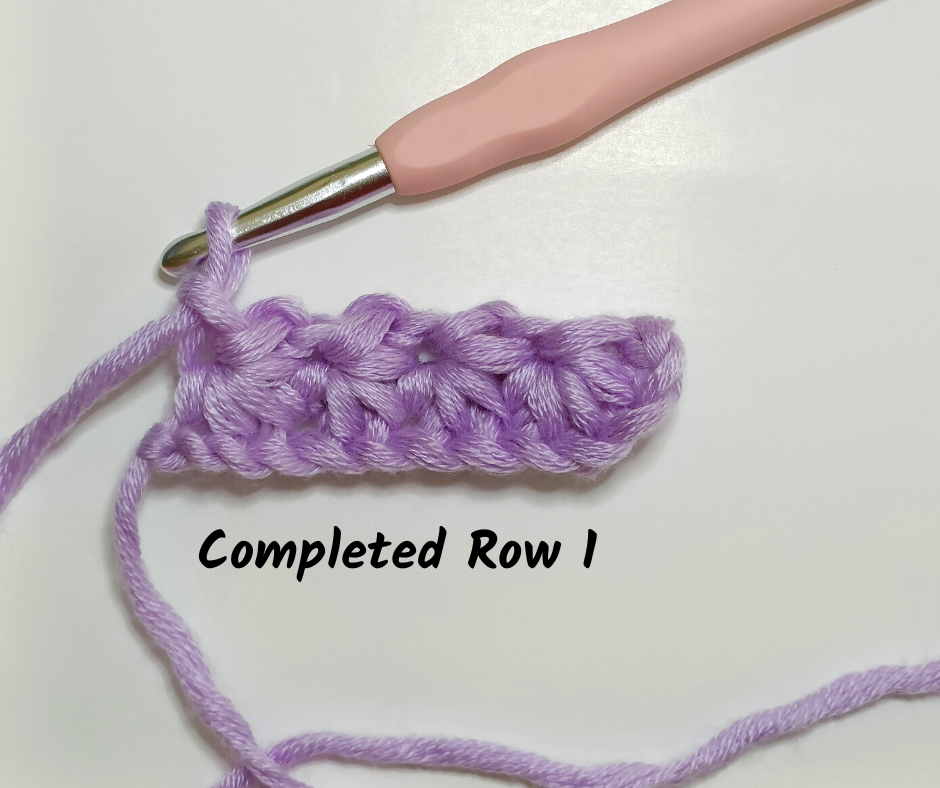 crochet star stitch - row 1
