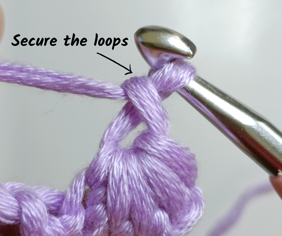 crochet star stitch - secure loops