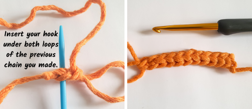 single crochet stitch - top of the turning chain