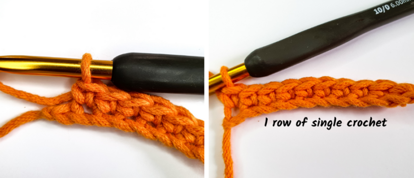 single crochet stitch - repeat till end of the row