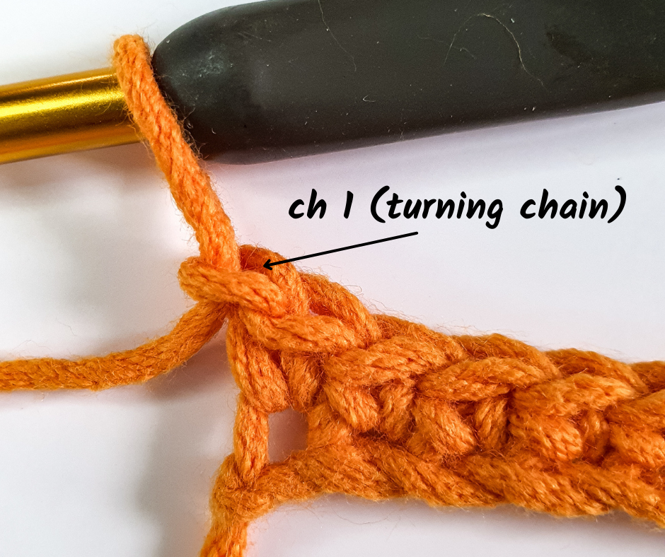 single crochet stitch - turning chain