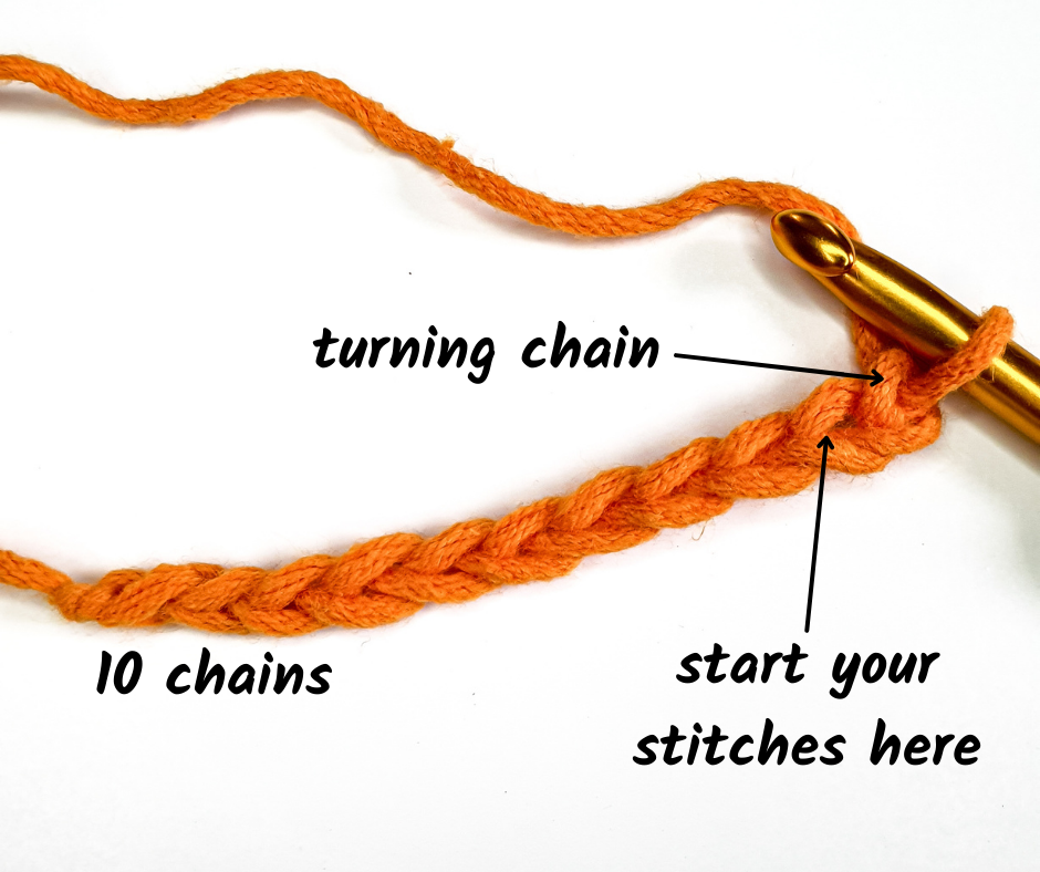 single crochet stitch - 11 chains