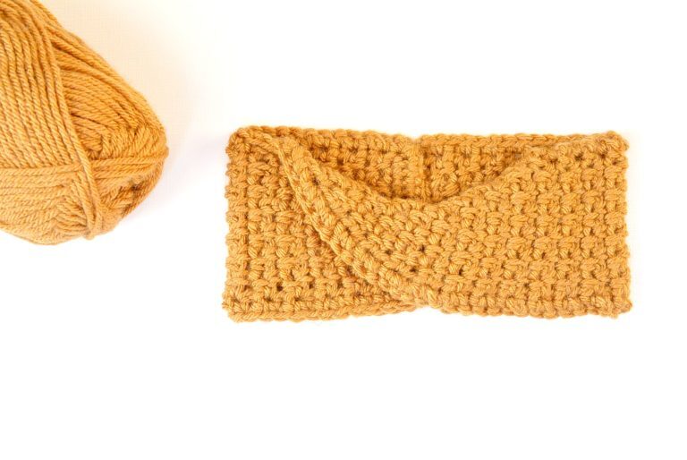 Golden Fave Twist Crochet Headband 
