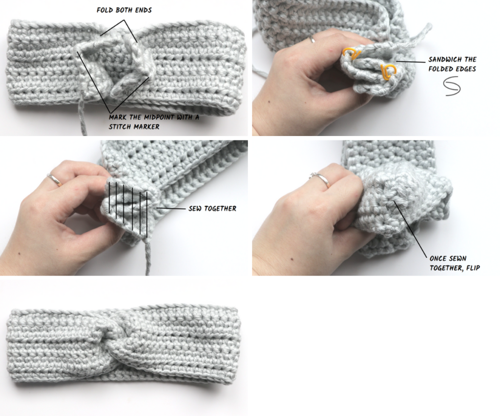 How to make the twist in the crochet twisted headband