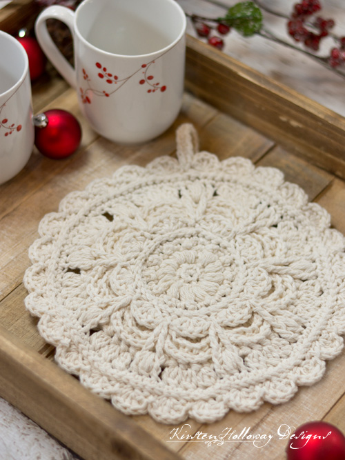 Winter Opulence Round Crochet Hot Pad Trivet